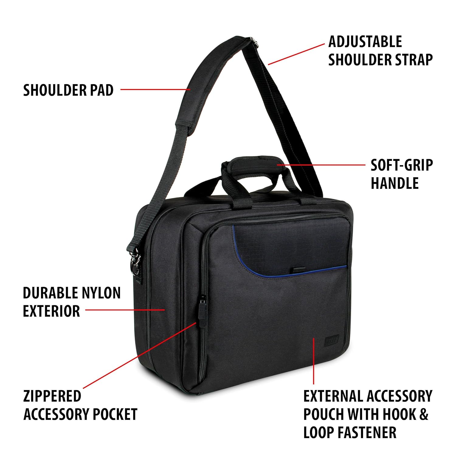 USA GEAR Console Carrying Case - PS4 Case Compatible with Playstation 4 Slim, PS4 Pro, and PS3 - Customizable Interior Store PS4 Games, PS4 Controller, PS4 Headset, and More Gaming Accessories (Black) - Image 5